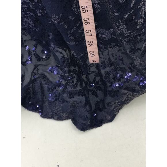 FORMAL 10 L  navy blue embroidered mermaid sequin prom party maxi dress NEW B105 - Picture 3 of 7